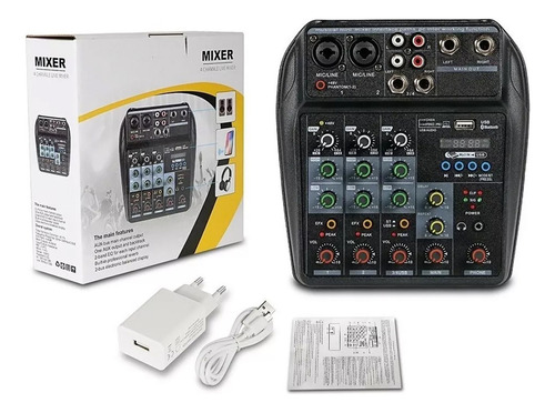Mezcladora 4 Canales Consola Audio Sonido Tarjeta Mixer Usb
