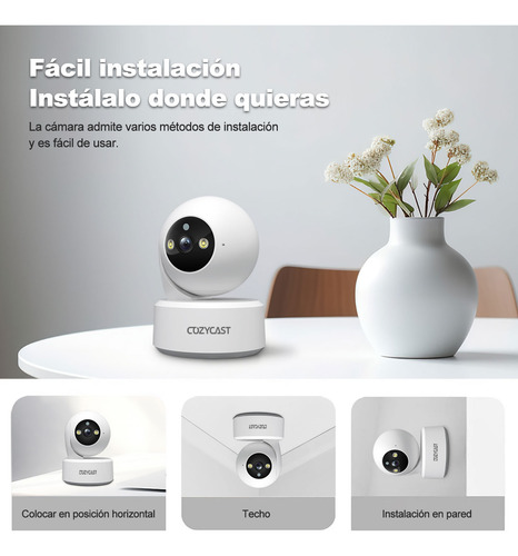 Cámara Vigilancia 360° 8MP | Detección de Llanto y Personas | Luz Nocturna Dual | WiFi 5G | 256GB | COZYCAST SH064 | Envío Gratis