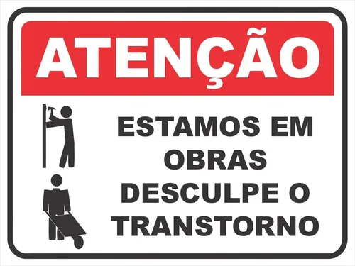 Placa Sinalização 40x30 Estamos Em Obra Desculpe Transtorno | MercadoLivre