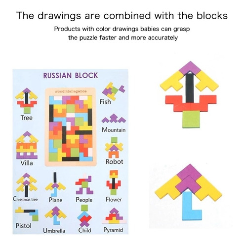Imagen 7 de 8 de Tetris Portátil Madera Juguete Didáctico Puzzle Educativo