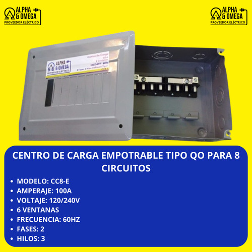 Centro De Carga Empotrable Tipo Qo Para 8 Circuitos 6 Pzas