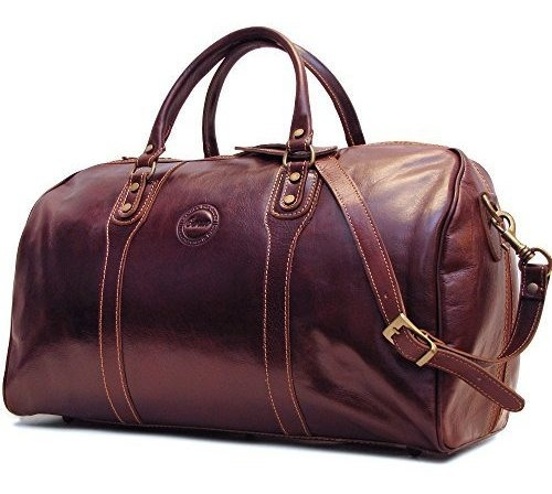 Bolso De Viaje Italiano Cenzo Duffle Vecchio Marron Cuero W