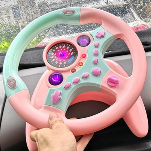 Volante De Co-piloto De Simulação Com Base Para Brinquedo Cor Rosa
