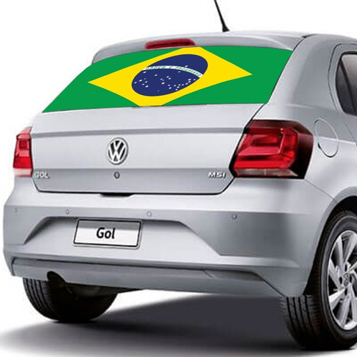 Adesivo Perfurado Bandeira Brasil Carro Vidro Trás 110x29cm