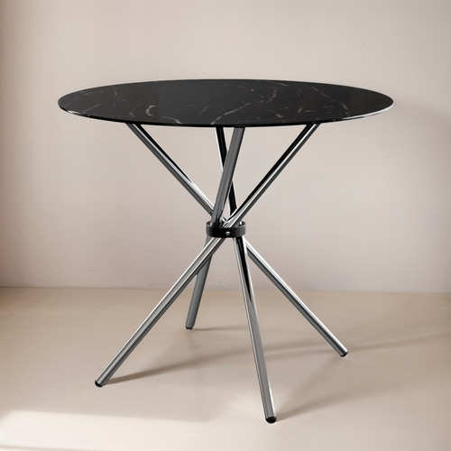 Mesa De Comedor Nodos 90 Cm Vidrio Marmoleada Ofideas