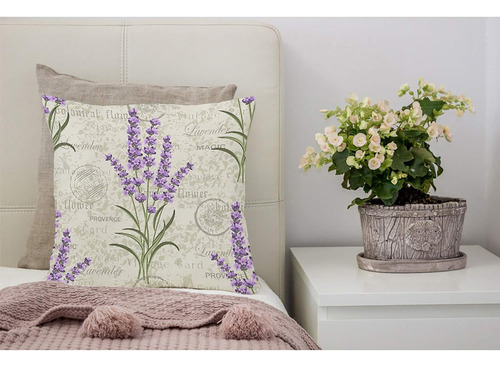 Funda De Almohada Cuadrada De Lino Y Algodón Con Diseño Flor