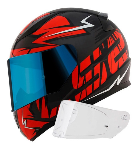 Capacete Ls2 Ff353 Cromo Vermelho + Espelhada Viseira