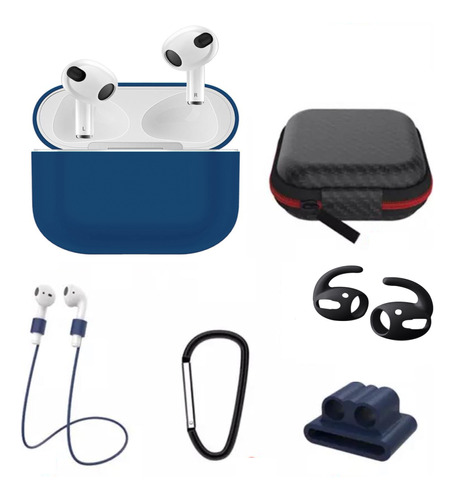 Kit 6 En 1 Estuche Forro Orejeras Compatible Apple AirPods 3