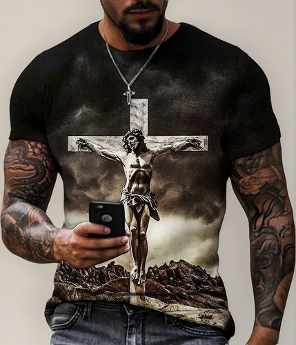 Ff Dios Religión Cristo Jesús Cruz Playeras Con Estampado 3d