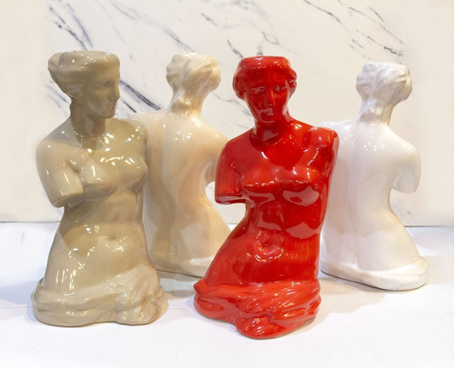 Florero Escultura Adorno Afrodita Diseño Deco  Completo Roma Color Beige Cristal