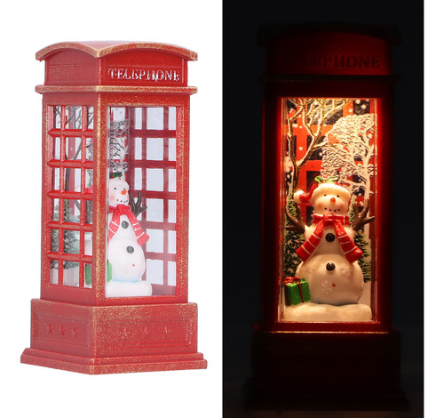 Decoración Navideña De Cabina Telefónica Con Santa Claus