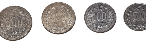 Monedas De Uruguay Pesos Nuevos Serie Lote X6 De 5 A 500