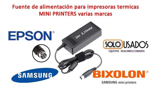 Fuente Impresoras Térmicas 24v, 2,15 A, Bixolon, Epson, Ibm