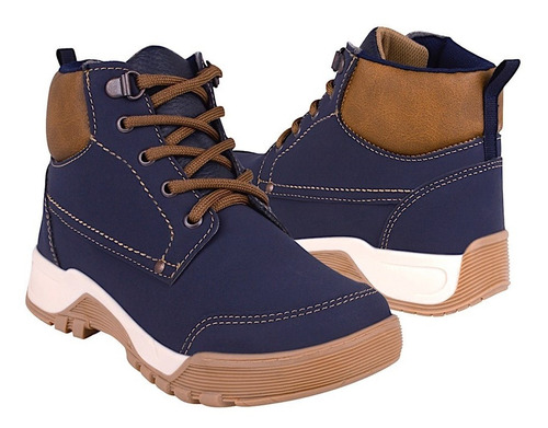 Botines Para Niño Stylo 2103-2 Suede Azul 