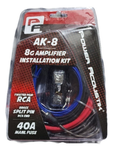 Kit De Cables Power Acoustik Ak-8 Calibre 8 Buena Caldiad 