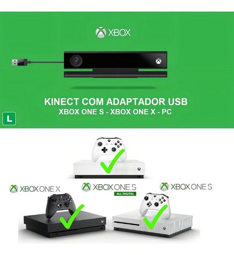 Sensor Kinect Xbox One + Adaptador Usb Xbox One S Xbox One X