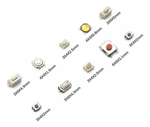 . 500 Piezas Push Button Boton 10 Modelos Smd Microswitch