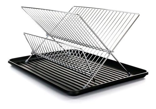 Imagen 4 de 10 de Secaplato Escurreplato Tijera Plegable Cromado Bandeja Pvc