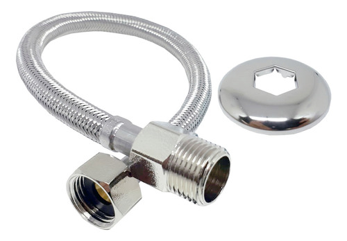Engate Flexivel Rabicho Inox Tracado 40cm Macho X Femea 1/2