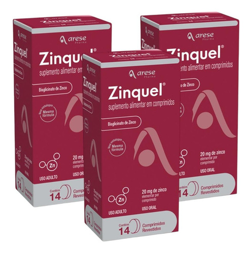 Kit Arese Pharma Zinquel Com 3 Caixas De 14 Comprimidos Cada