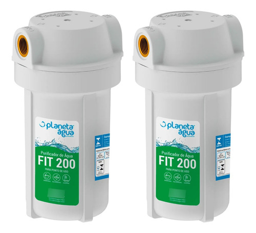 Kit 02 Purificadores De Agua Fit200 Branco 7 - Rosca 1/2