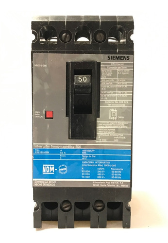 Interruptor Termomagnetico 50a Ed63b050mx Siemens