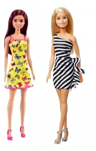 Caixa com 12 Unidades Boneca Barbie Loira Vestido Borboleta Mattel