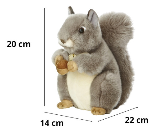 Peluche Aurora Miyoni Ardilla Gris Bellota Real Ardillita Gris