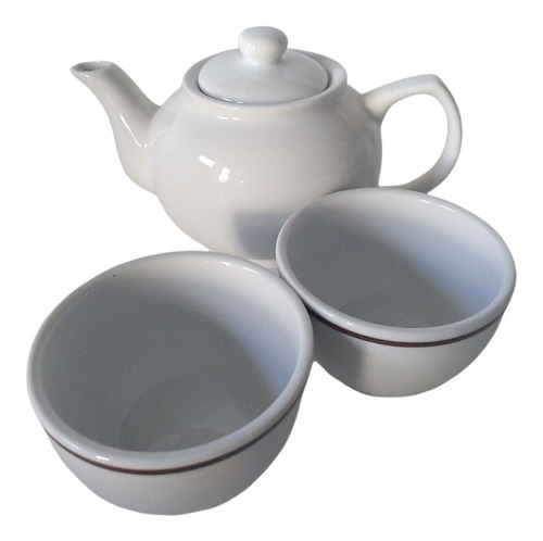Imagen 6 de 6 de Tetera Porcelana China 450 Cc + 2 Tazas Cuencos Juego De Té