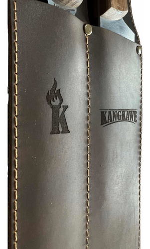 Imagen 6 de 9 de Set Parrillero Tenedor Y Cuchillo + Funda De Cuero Kangkawe