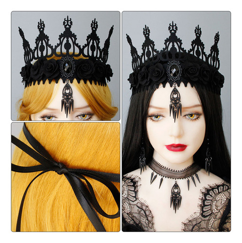 Tiara De Boda Gótica Con Corona De Halloween Y Maquillaje