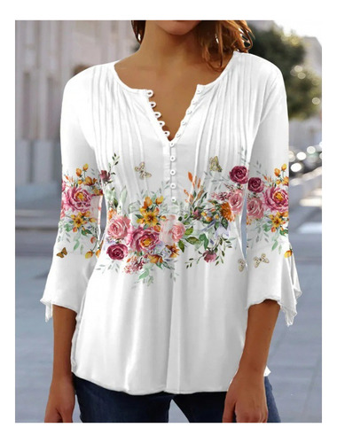 Pantalones Cortos Con Cuello En V Con Estampado De Flores De