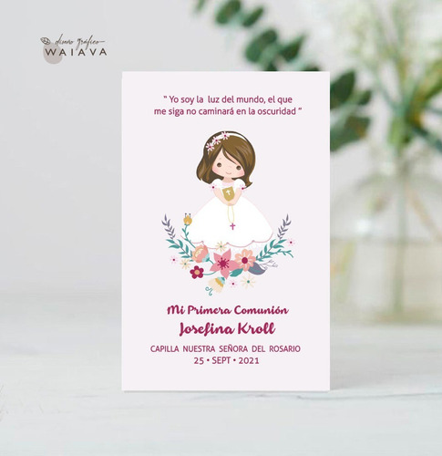 Imagen 10 de 10 de Estampitas Comunión Tarjetas Estampas Nenas X 3u