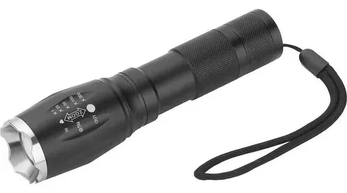 Bastón telescópico LED con enfoque ajustable, linterna recargable de 800LM  para autodefensa, Zoom Q5, luz Flash + batería de 18650