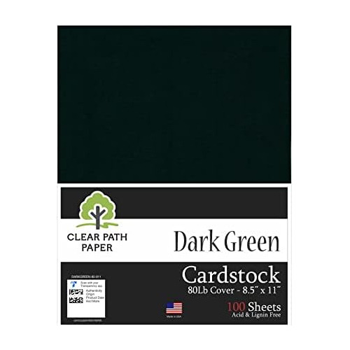Cartulina Verde Oscuro De 8.5 X 11 Pulgadas, Cubierta D...