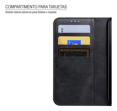Funda Flip Cover Para Tcl 50 5g Estuche Agenda Librito Negro Lisa
