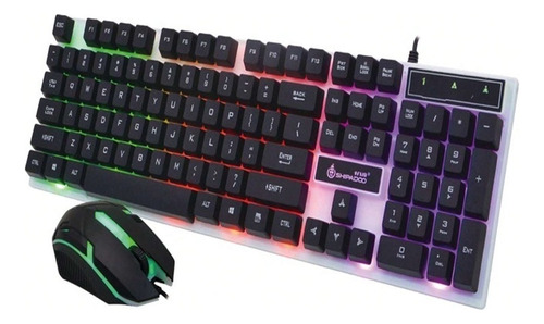 Kit Gamer Teclado Semi Mecânico Com Mouse 1200dpi Usb Rgb