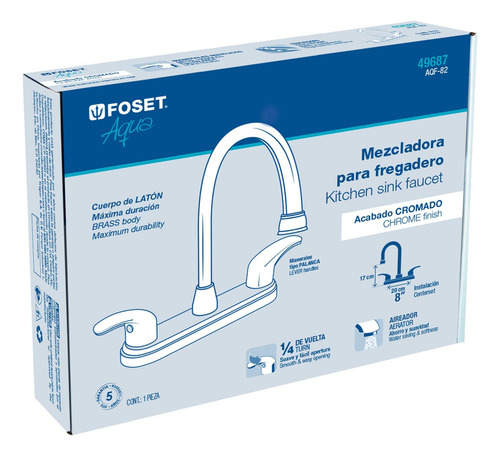Mezcladora Para Fregadero 8 Pulgadas Manerales De Palanca