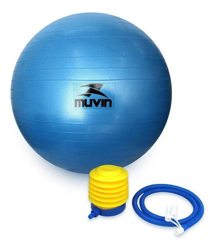 Bola de Pilates 65cm Muvin – Antiestouro – Suporta até 300kg – Com Bomba – Ginástica – Fitness – Pilates – Yoga – Fisioterapia – Fortalecimento – Cor Azul