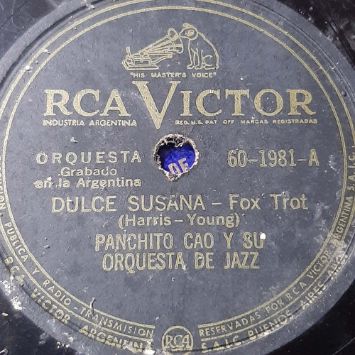 Pasta Panchito Cao Orquesta Jazz Rca Victor C350