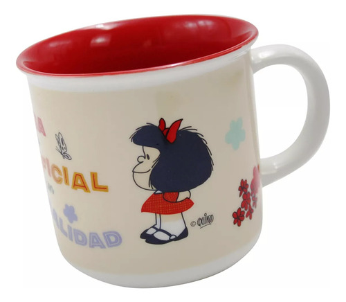 Taza Grande Para Cafe Diseño Mafalda Frases Porcelana 350 Ml Color Amarillo