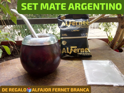 Novedad!set Mate Argentino Calabaza Y Regalo Alfajor Fernet 