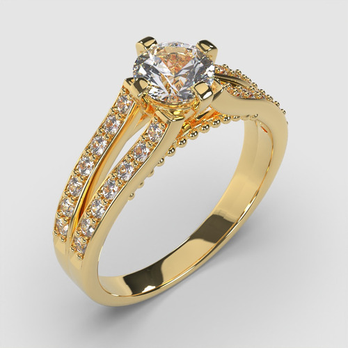 Anillo Solitario Oro Amarillo 18k  Modelo Bene 