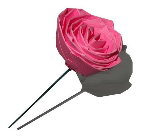 Rosa, Lirio Ó Tulipán Flor En Papel Colores Tallo De 20 Cm