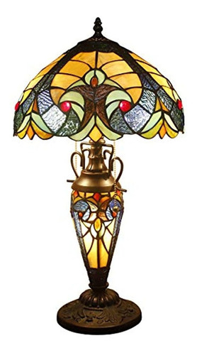 Lámpara Tiffany De Estilo Antiguo De Cristal Manchado