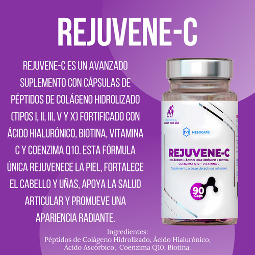 Suplemento Rejuvene-c Colágeno Ácido Hialurónico Mesocaps