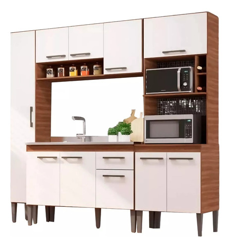 Mueble Cocina Aéreo Bajo Mesada Panelero Microondas Premium