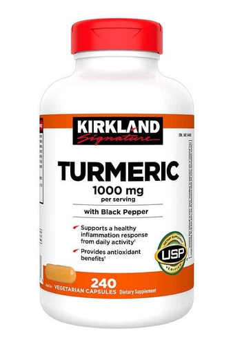 Kirkland Turmeric 1000 Mg. Con Pimienta Negra 240 Cápsulas. 