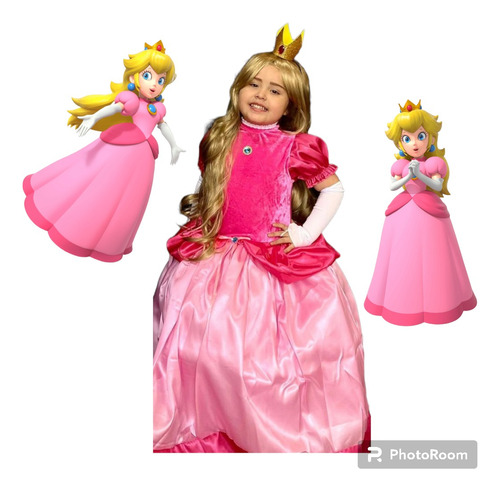 Disfraz Niña Princesa Peaches Cosplay Mario Bross 