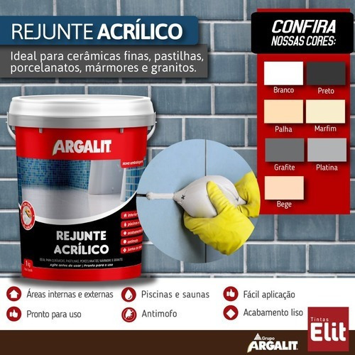 Imagem 7 de 9 de Rejunte Acrílico Para Piso E Azuleijo Impermeavél 1kg Elit